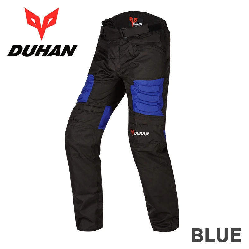 DUHAN мужские ветрозащитные мотоциклетные брюки для езды на мотоцикле, для мотокросса, для гонок по бездорожью, спортивные наколенники, Защитные Спортивные штаны D02 M L XL - Цвет: Синий