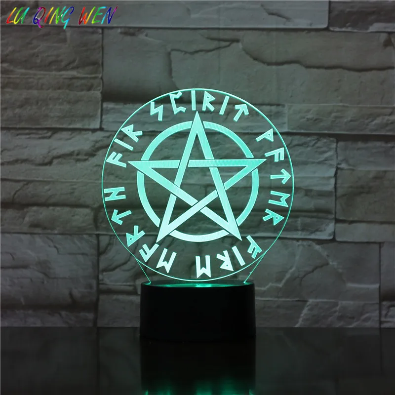 

Kids Led Night Lamp Magic Runes Nightlight for Child Bedroom Sleep Light Gift luminaria Best Usb 3d Led Night Light Pentagram