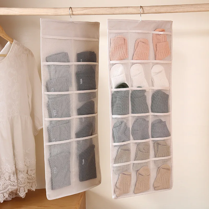 

Double-sided Underwear Hanging Storage Bag Multi-pocket Organizer Bra Sock Tie Underpants Storage Bag Closet Wardrobe Organizer