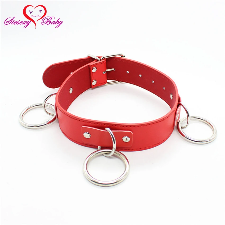 Faux Leather Fetish Bondage Restraints Sex Collar Leash Adult Game