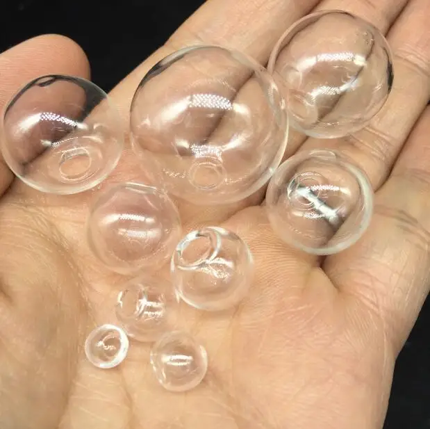 

100pcs 6/8/10/12/14/16/18/20/25mm clear Glass Cover Glass Bulb Ball DIY Glass orbs Vial Bottle round ball, you can choose size