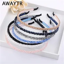 AWAYTR1 шт. Модная резинка для волос двойные стразы Кристальный обруч для волос шпилька корейское Ювелирное Украшение из бисера головная повязка женские аксессуары для волос