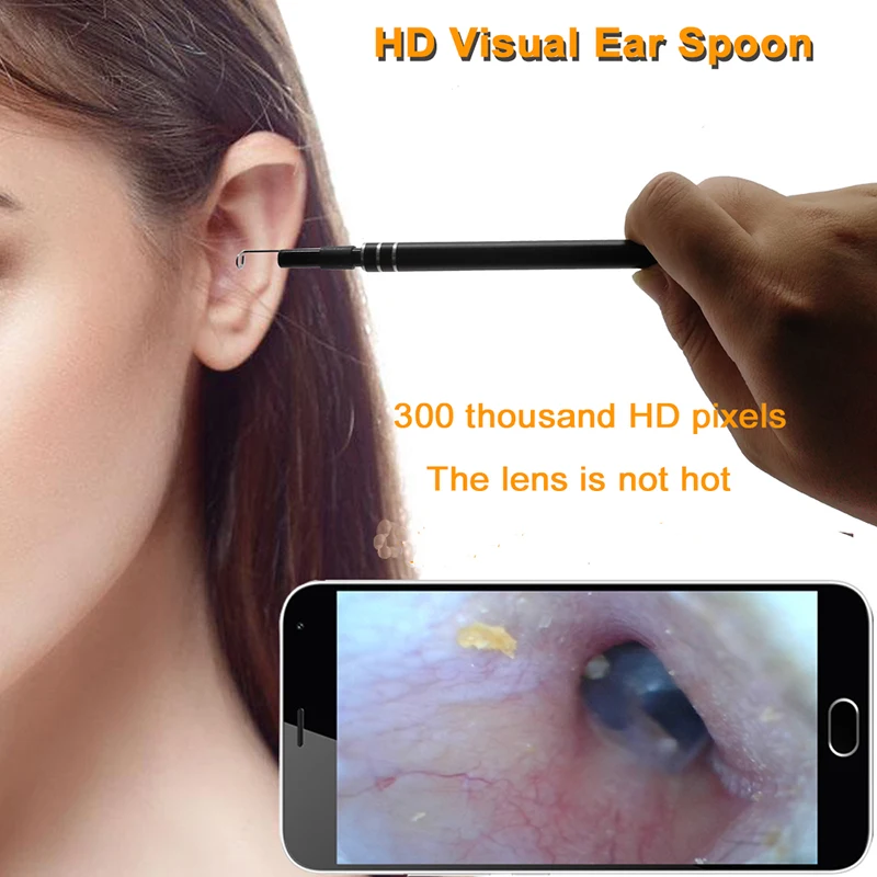 

2-in-1 Ear Cleaning USB Endoscope 5.5mm Visual Ear Spoon Earpick Otoscope Endoscope Borescope Mini Camera Android PC