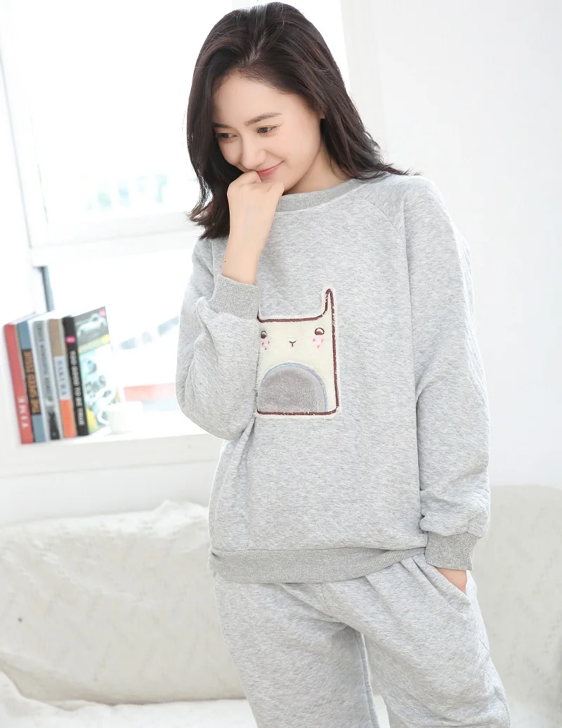 thick cotton winter pajamas sets pullover (5)