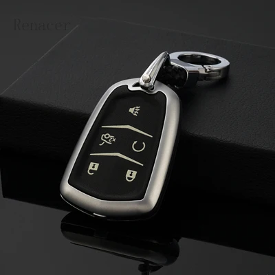 5 button silver Эффект подсветки сплав Резиновый Автомобильный ключ чехол Shell держатель для Cadillac CTS ATS 28 T CTS-V купе SRX Escalade SRX ацл XTS - Название цвета: 5 button silver