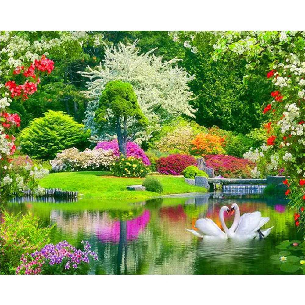 

Swan Scenery Diamond embroidery Icon DIY Diamond Painting full Rhinestone Needlework Mosaic Flowers Sticker Decor painting H824