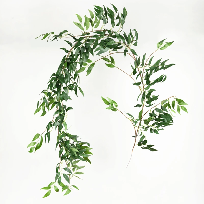 JAROWN Artificial Willow Leaf Plant Vine Wedding Ceiling Winding Layout Rattan Hotel Window Decorations Home Decor Fake Flowers (13)