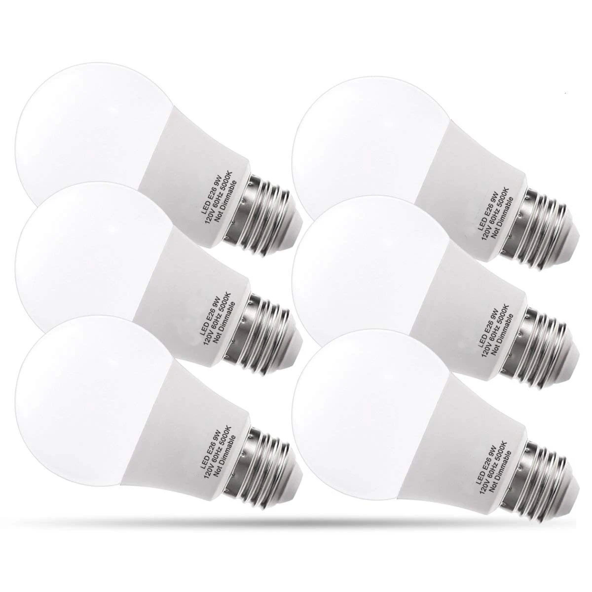 

LED Light Bulbs lamp 100W Equivalent A19 Daylight 5000K E26 (9W) 1300LM Home Flood Lighting for Kitchen Bedroom Lamp (6 Pack)