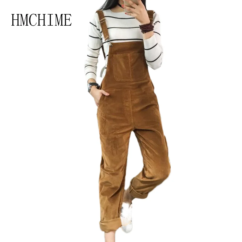 Corduroy Women Overalls Adjustable Straps Female Suspender Trousers