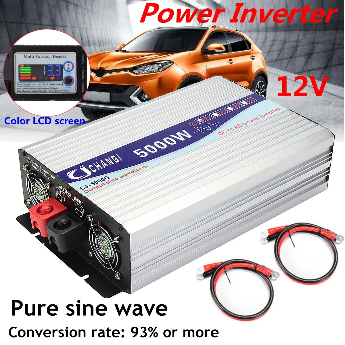 DC 12 V/24 V к переменному току 220 V 6000/5000/4000/3000 W инвертор с чистым синусом Мощность инвертор интеллигентая(ый) Цвет ЖК-дисплей Экран автомобиль для дома и улицы инвертор