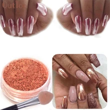 Прямая поставка, женские сексуальные розовые золотые блестки для ногтей, зеркальное металлическое покрытие для ногтей, хромированный пигмент для маникюра 170524