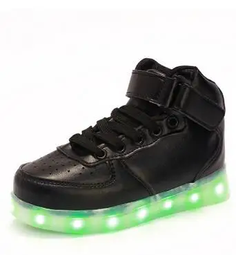 Led Schoenen/велосипедная корзина; chaussure lumineuse Enfant Garcon; повседневная обувь с подсветкой для мальчиков и девочек; Fille; детская обувь с подсветкой - Цвет: black