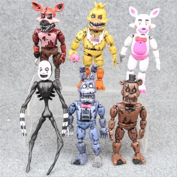 

6 pcs/set Five Nights At Freddy's Action Figure FNAF Bonnie Foxy Freddy Fazbear Bear Anime Kids PVC Self-assembling Toys gift