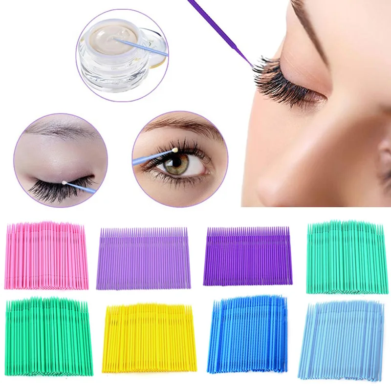 100pcs/Lot Swab Micro Eyelashes Growth Brushes Disposable Microbrush