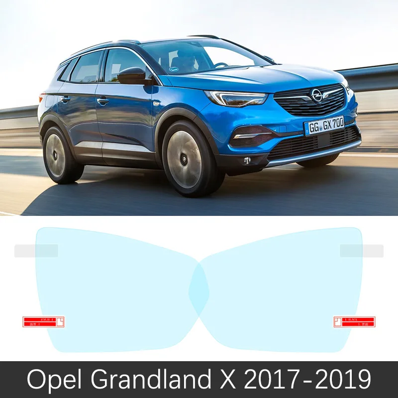 2 шт. для Opel Grandland X полная крышка противотуманная пленка зеркало заднего вида противотуманные аксессуары Автомобильные наклейки Vauxhall - Название цвета: Grandland X