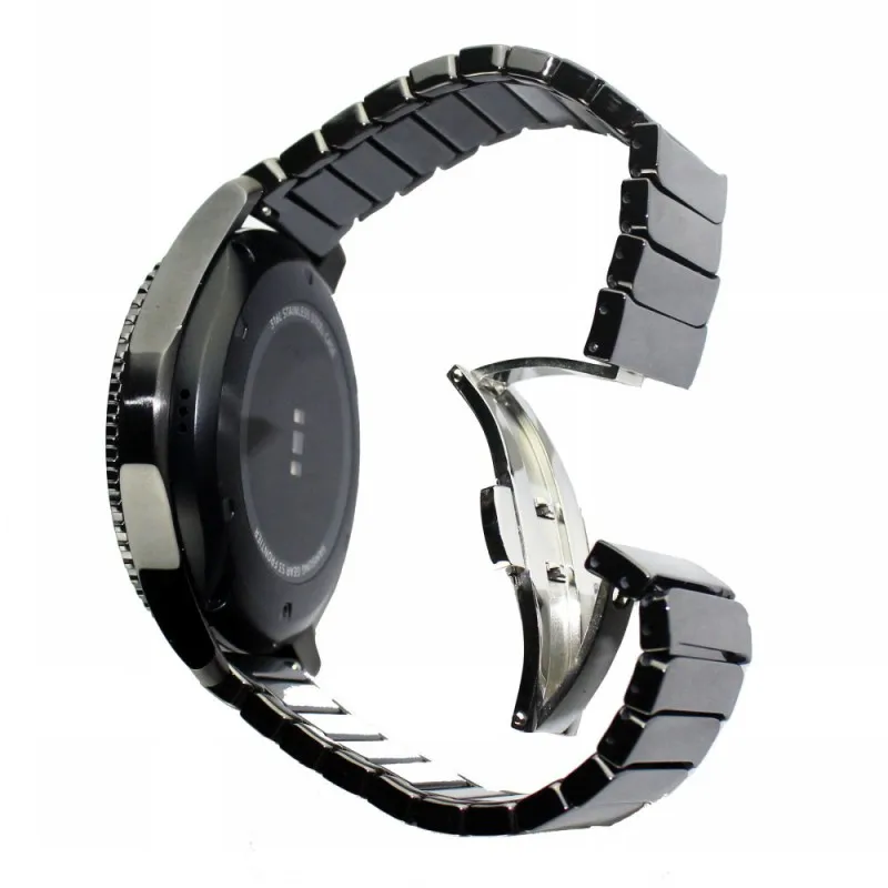 20 мм черный, белый цвет Керамика ремешок браслет для Samsung Galaxy Шестерни S2 Classic SM-R732 группа Бабочка Пряжка ремень Ремешки для наручных часов
