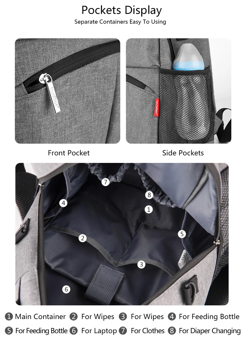 Многофункциональный модный рюкзак для подгузников для мамы, новая однотонная сумка для мамы для ребенка, высокое качество детских подгузников сумки для подгузников