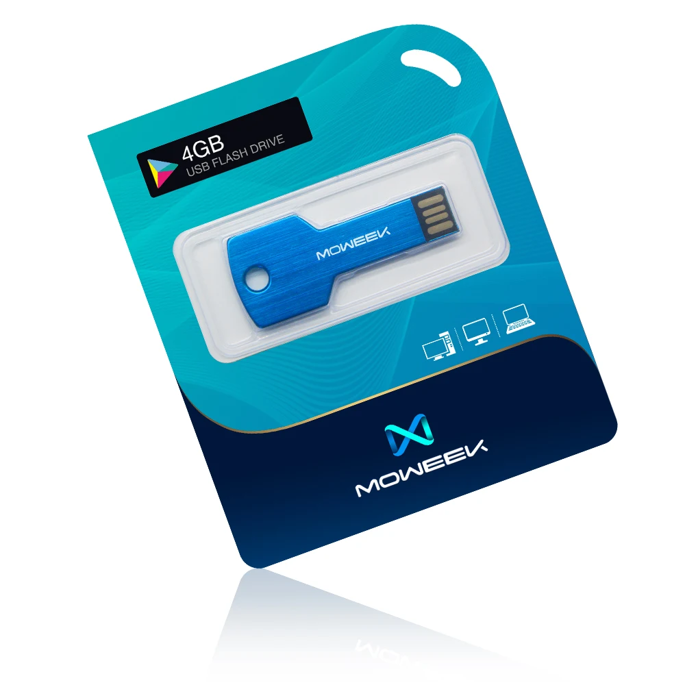 Moweek USB 2.0 Flash Drive 64 ГБ Pen Drive брелок U диск Реальная емкость 4 г 8 г 16 г 32 г металлический ключ Memory Stick для подарка
