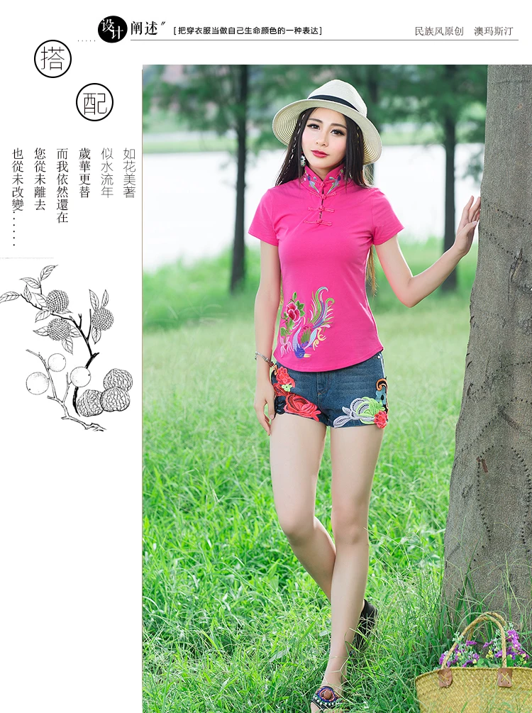 Китайский ветер дамы весна большой размер вышивка Национальный Ветер вышивка футболка женская с длинным рукавом рубашка TB02