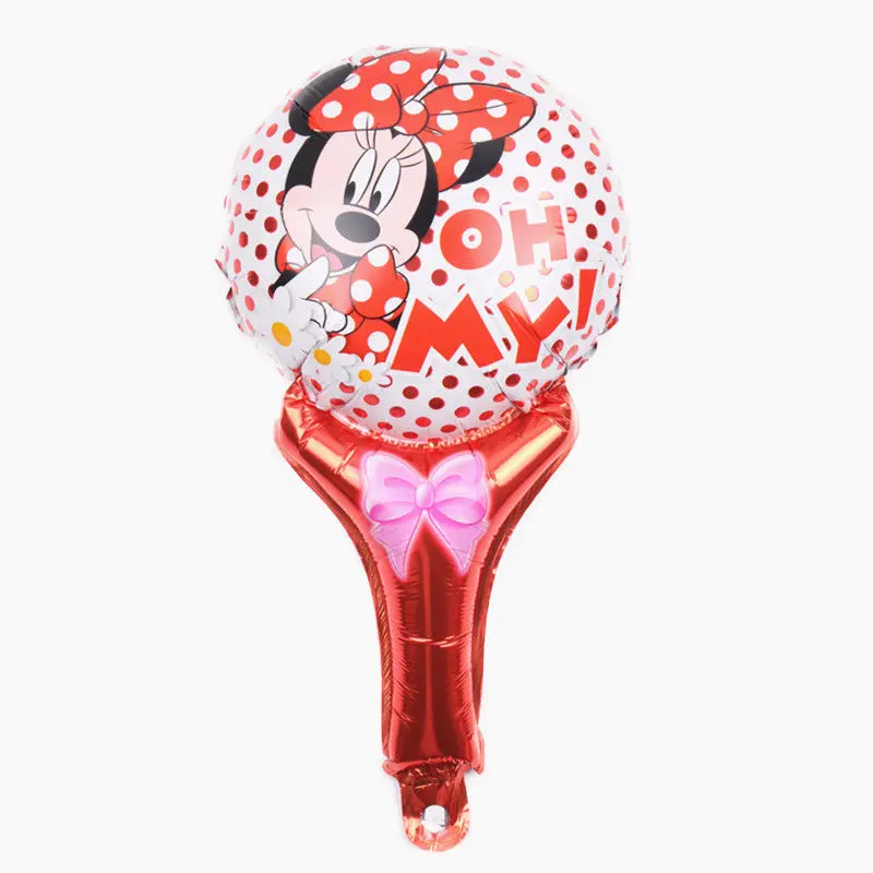 Figure balloon TSZWJ, новинка, голова Микки и Минни, с палкой, алюминиевый шар, Детские праздничные, вечерние, декоративные шары - Цвет: Figure balloon