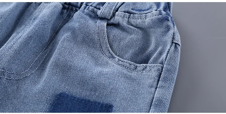 5 2019 New Baby Boys Pants  Jeans Ripped Denim Distressed Pants Solid Trousers Light Color Kids Cotton Elastic Waist Boy Clothing
