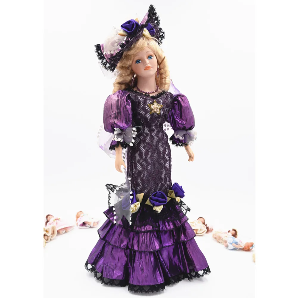 

42cm Fashion Victoria Porcelain Doll Christmas Gifts Lifelike Style Collection Ceramics Doll Dress Birthday Gift Home Decoration