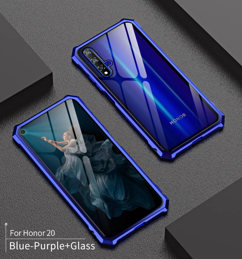 Роскошный Металлический бронированный бампер, чехол для huawei Honor 20 Pro Nova 5 T, чехол, прозрачная задняя крышка для телефона huawei Honor20, чехол etui