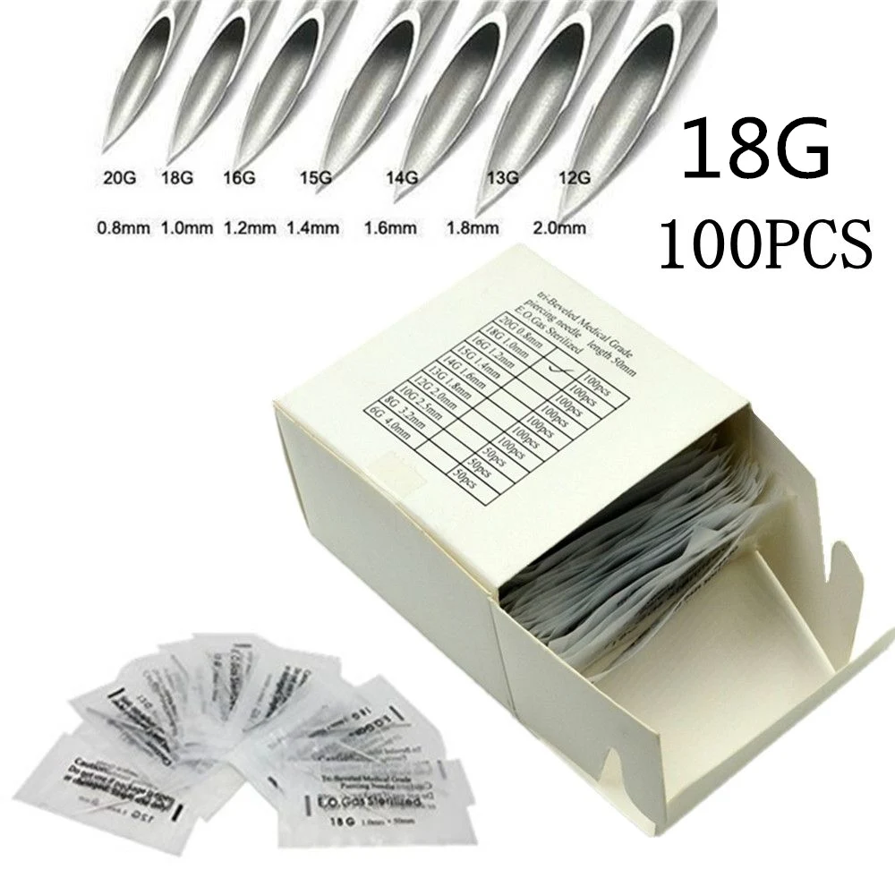 Buy 18 Gauge 100PC Piercing Needles Sterile Disposable