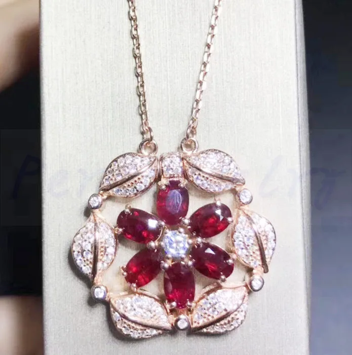 Ruby necklace with pendant Necklace Natural and real ruby 925 sterling
