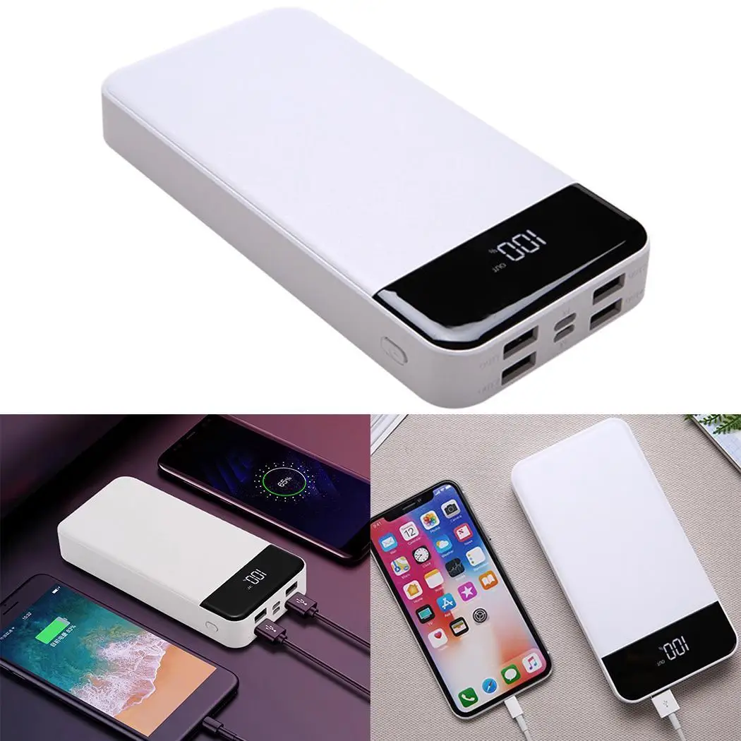 

Multi-function 4 USB Portable LCD Power Bank DC5V/2A Data Cable 10000mah General Emergency Power Charger 70%