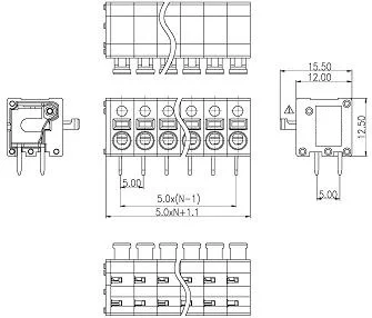 5,0 мм серовато-белый Безвинтовой клеммный блок FS1.5-02-500-03 PCB пружинный разъем DG211 KF211 KF246 90 градусов