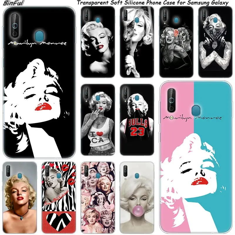 

Hot Sexy Marilyn Monroe Silicone Phone Case For Samsung Galaxy A80 A70 A60 A50 A40 A40S A30 A20E A2CORE M40 Note 10 Plus 9 8 5