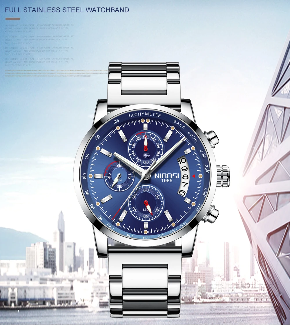 NIBOSI Uhren Herren Quarz Chronographen Analog Watch Men Stainless Steel Top-marke Luxus Leather Watches Sport Relogio Masculino (2)