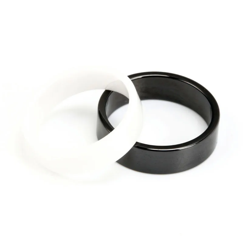 Bamos отражающее черно-белое керамическое кольцо, титановая сталь, парные обещанные кольца для мужчин и женщин, простые обручальные свадебные ювелирные изделия
