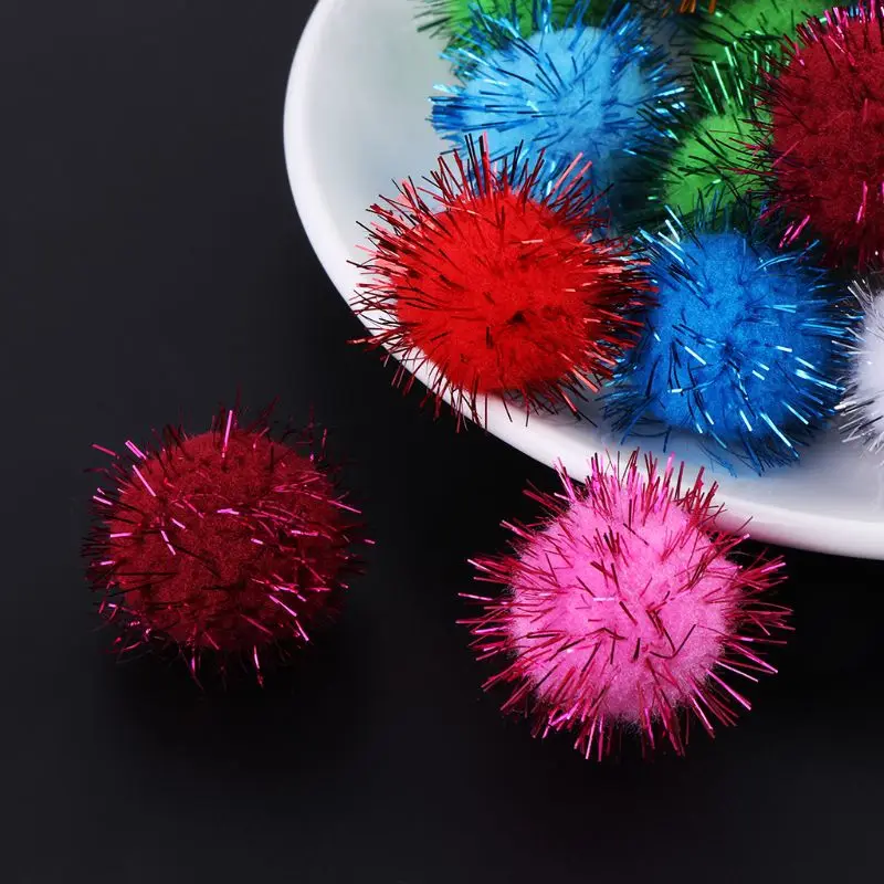 100Pcs 30mm/25mm/20mm Mini Fluffy Soft Pom Poms Pompoms Glitter Ball Handmade Kids Toys DIY Sewing Craft Supplies Mixed Color