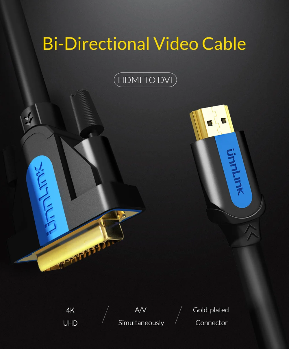 Unnlink HD mi к DVI DVI-D 24+ 1 pin адаптер 4K двунаправленный DVI к HD mi кабель 3 м 5 м 8 м 15 м для проектора led tv mi box компьютера