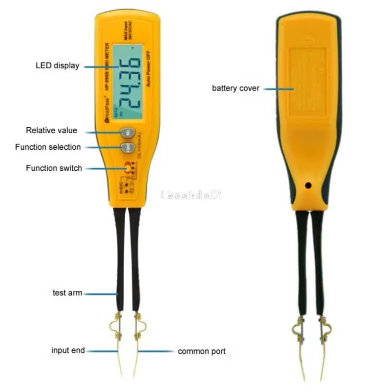 HP-990B SMD мультиметр диод Емкость Сопротивление Пинцет метр Авто Диапазон метр резистор конденсатор Непрерывность тестер батареи