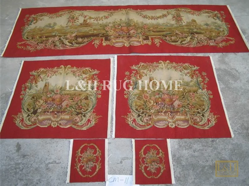 

Free Shipping French Aubusson hand woven Silk sofa and chair cover set 1:4 with arms