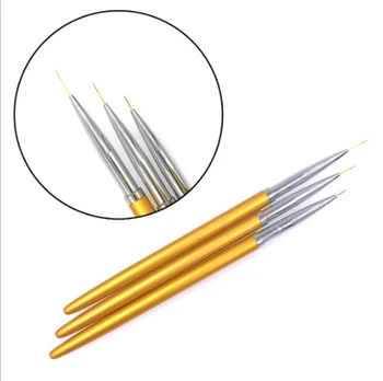 

3Pcs/set Gold Nail Art Lines Painting Pen Brush UV Gel Polish Tips 3D Design Manicure Drawing Tool Kit / by DHL 100sets