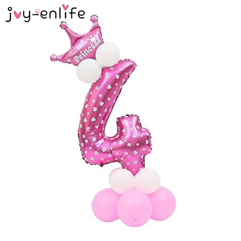 JOY-ENLIFE 1 комплект воздушные шары в форме цифр номер Фольга шары День рождения, свадьба, Рождество фестиваль вечерние Декор поставки воздушный шар - Цвет: Pink 4