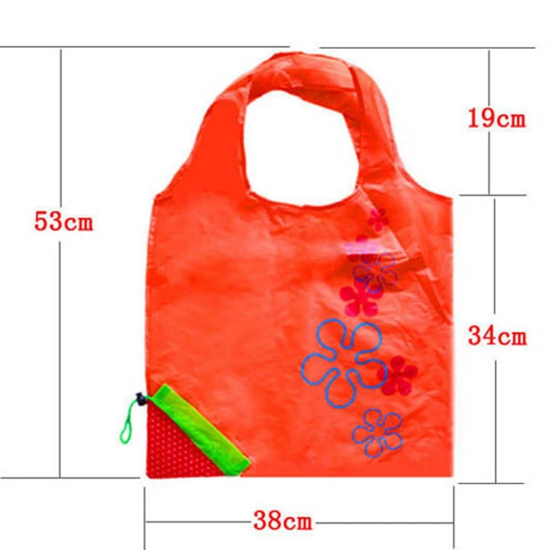 8 Colors Portable Eco Recycle Reusable Large Strawberry Folding Supermarket Shopping Bags Handbag Tote Pouch Bag