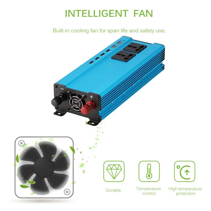 Onever 5000W DC12V к переменному току 220V автомобиль с питанием от солнечных батарей Мощность инвертор светодиодный синусоида преобразователь с 4 USB интерфейсами автомобиля Зарядное устройство