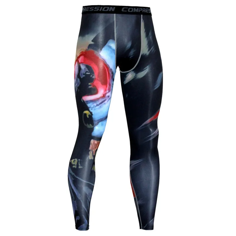

2018 Sport Leggings Running Tights Men 3D Print Fitness Compression Pants Joggers Quick Dry Exercise Base Layer Mens Trousers