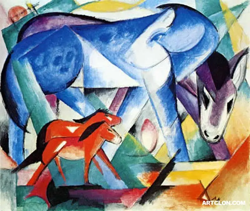 

High quality Oil painting Canvas Reproductions The First Animals 1913 By Franz Marc hand painted