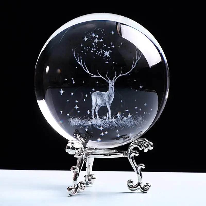 3D шар Wapiti стекло с лазерной гравировкой хрустальное украшение миниатюрный олень