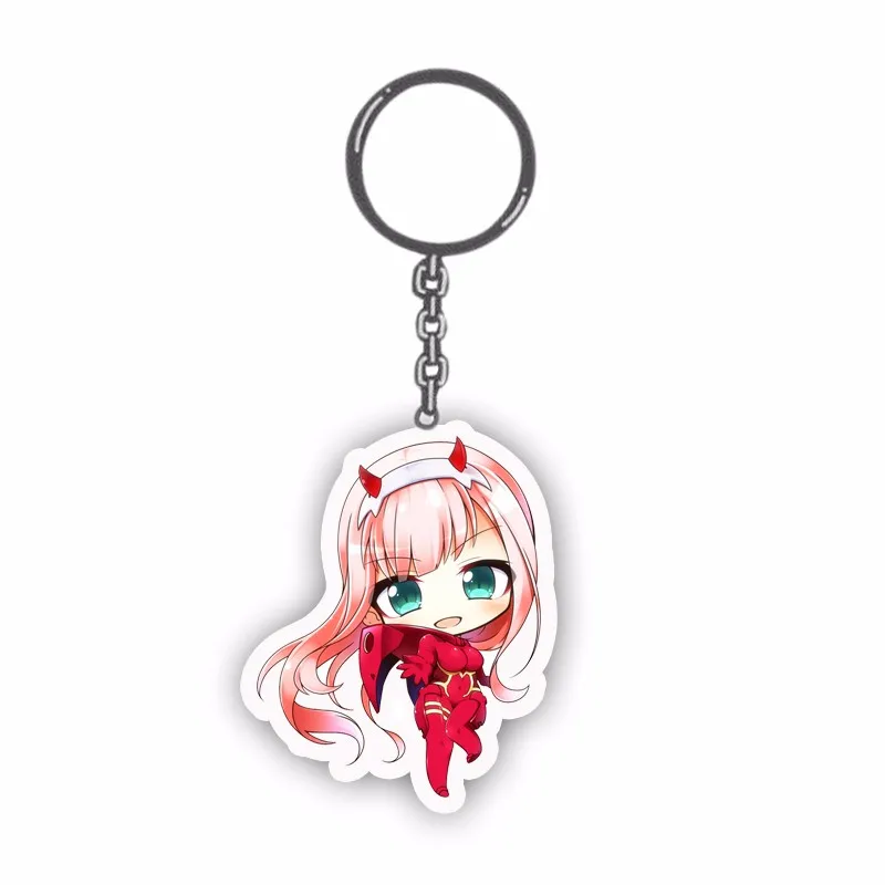 

Japan Anime DARLING in the FRANXX Keychain Zero Two Character Pendants Acrylic Keyring Cute Collection Gift 1pcs