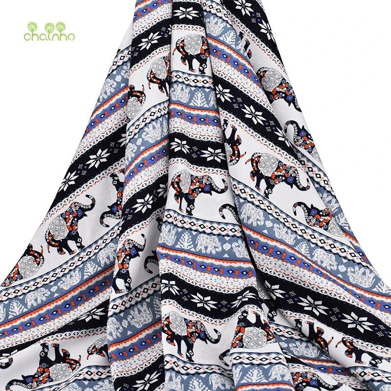 

Chainho,Ethnic style/Elephant Series/Summer Apparel Fabric/Printed Imitation Silk/Skirt/Dress/Shirt Material/Half Meter 50x140cm