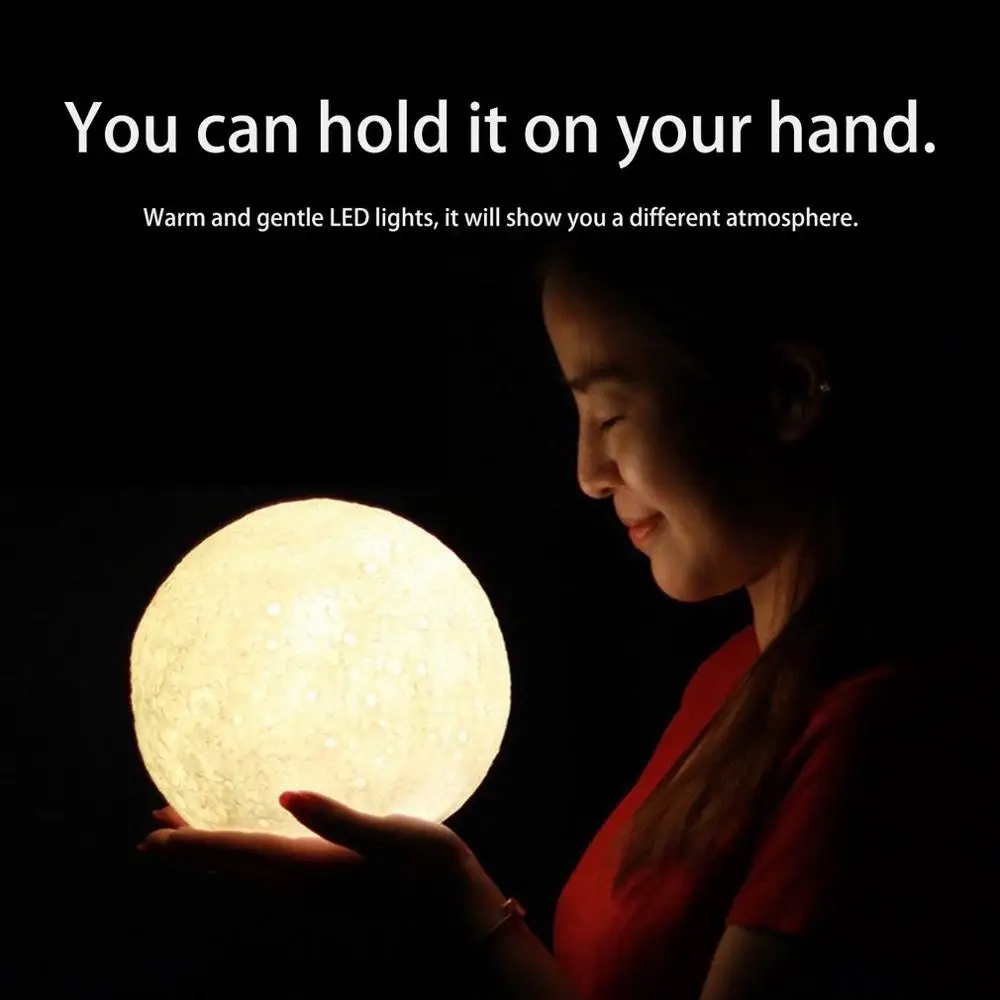 

Colorful 3D Print Moon Lamp Color Change Bedroom Bedside Bookcase Home Decor Gift Remote Control Changeable Night Lights