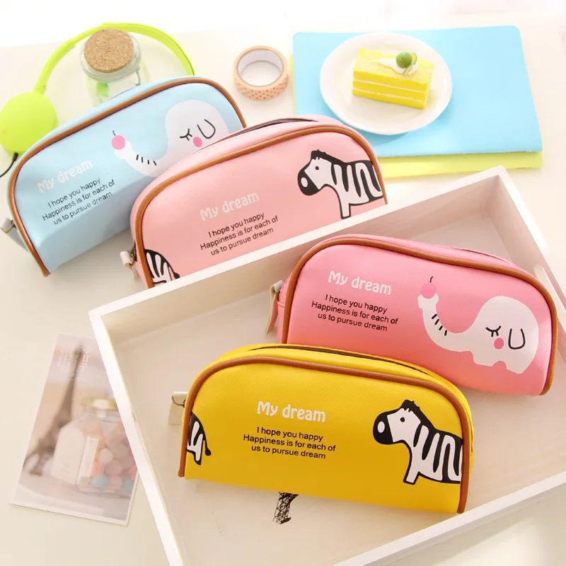 Newest Kawaii Zebra Elephant Pen Pouch Bag School Office Supply Cosmetic Makeup Stationery For Boys and Girls Pencil | Канцтовары для