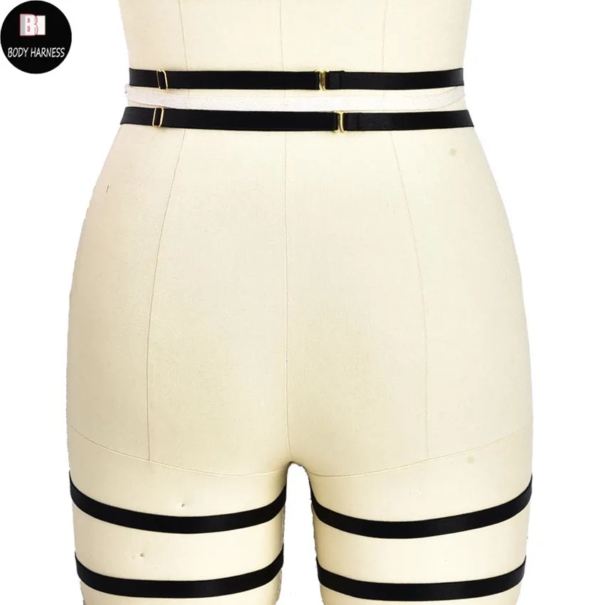 Women Goth Leg Garter Belt Black Body Harness Punk Sexy Leg Harness